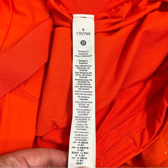 Lululemon Fast and Free High-Rise Short 2" *Airflow In-Sense Emboss Solar Orange - Picture 8 of 11